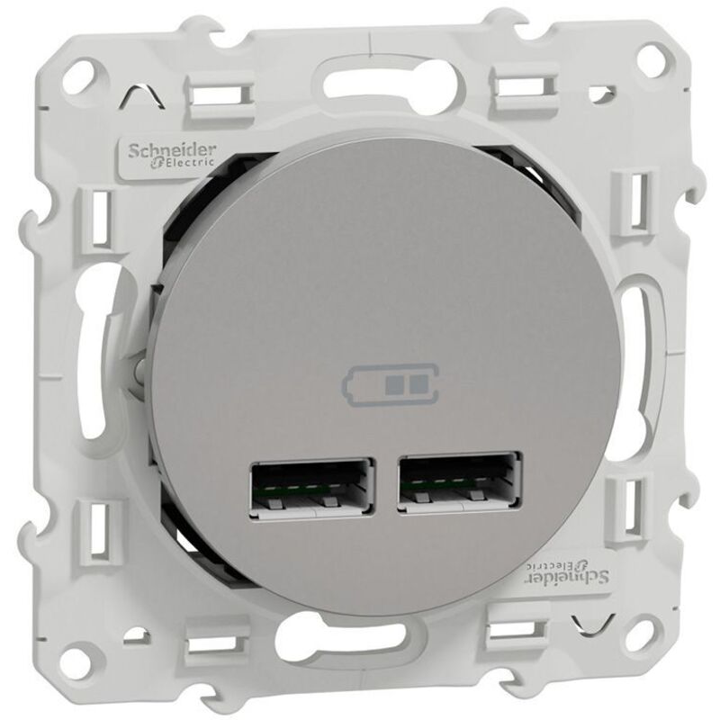 Schneider Electric - Odace double chargeur usb 2.1 a aluminium schneider S530407