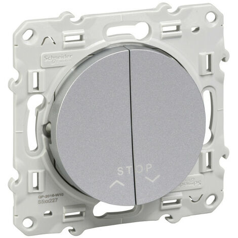 Odace, poussoir Alu, 2 boutons + fonction stop pour volets-roulants (S530227)