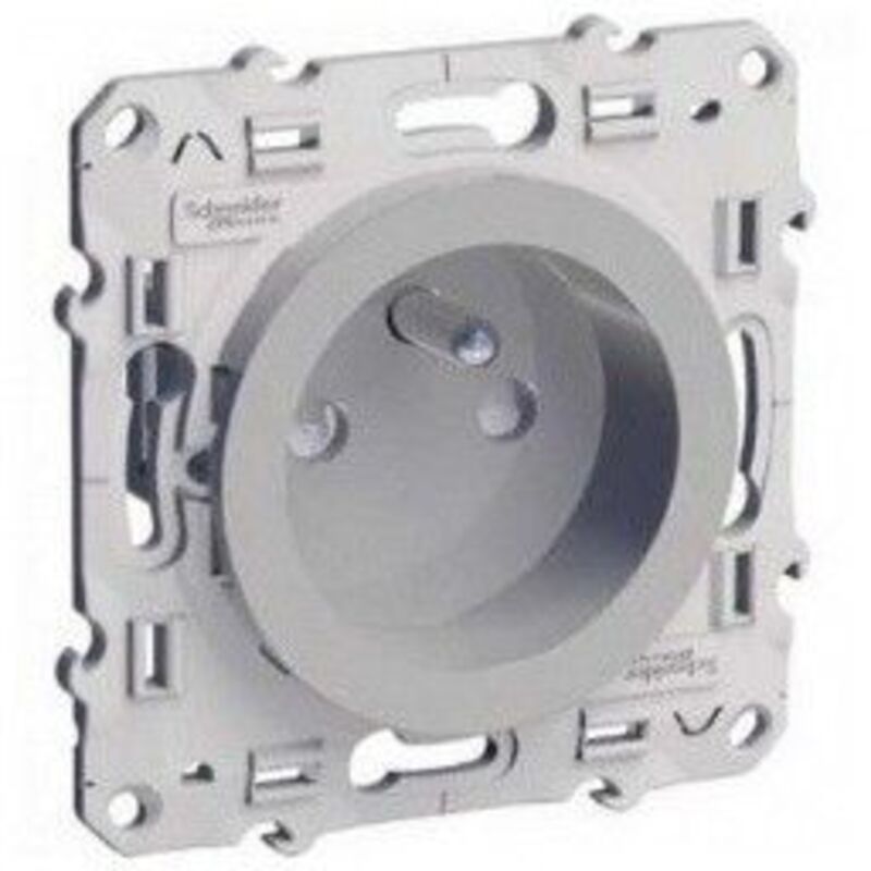 Odace, prise de courant 2P+T alu, à vis, connexion à vis - S530039 ppm - pmo 15 20 - Schneider Electric