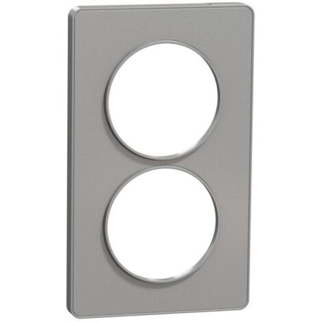 Odace Touch, plaque Alu 2 postes verticaux entraxe 57mm (S530814)