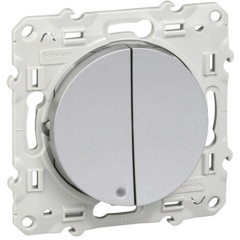 Odace, va-et-vient + va-et-vient lumineux Alu, 10 A, à vis, LED orange 1,5 mA (S530273)