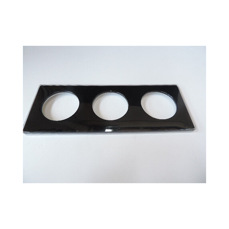 Plaque de finition noire liseré alu 3 postes 6 modules entraxe 71mm horiz-vert appareillage mural Odace Schneider