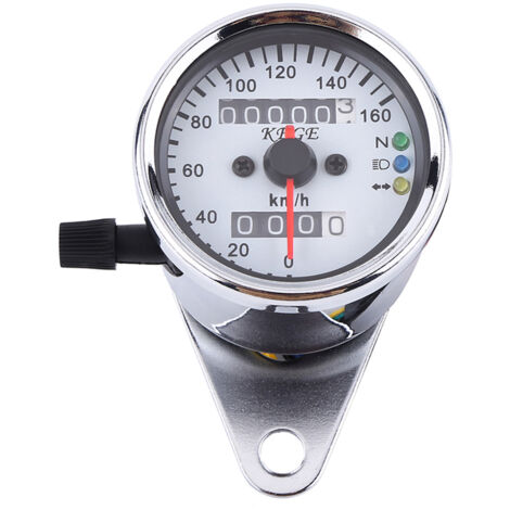 Odomètre 1pc Universel Moto Compteur Vitesse Indicateur Jauge Double Affichage Numérique KM/H(argent)