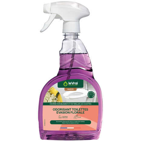 Odorisant toilettes florale 750ml – Formule prête à l'emploi – Évite projections et inhalation – Senteur durable et agréable – Le Vrai Professionnel