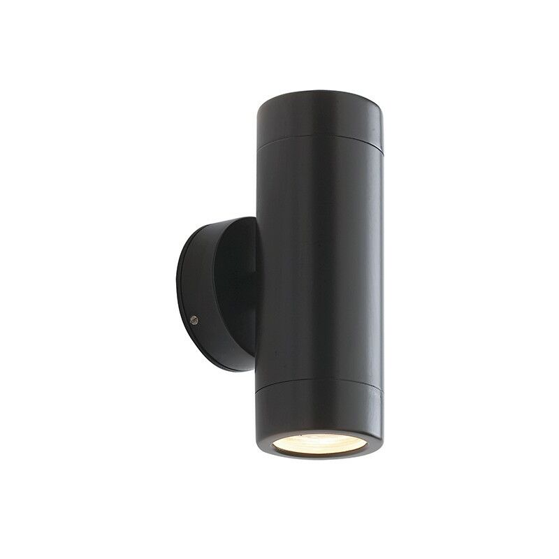 Saxby Lighting - Odyssey - Outdoor Wall Lamp IP65 7W Satin Black Paint & Clear Glass 2 Light Dimmable IP65 - GU10