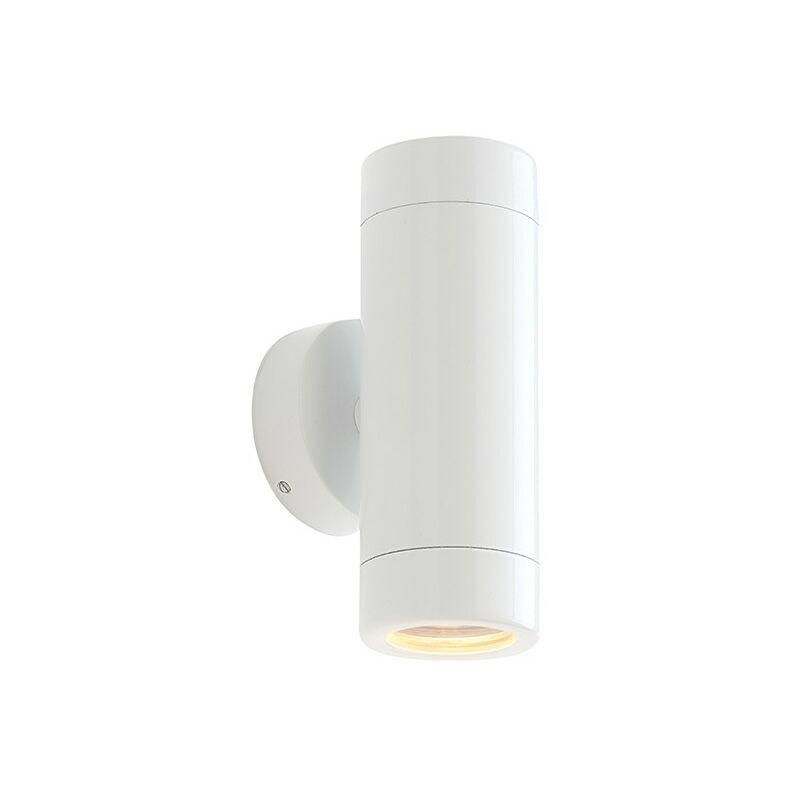 Saxby Lighting - Odyssey - Outdoor Wall Lamp IP65 7W Gloss White Paint & Clear Glass 2 Light Dimmable IP65 - GU10