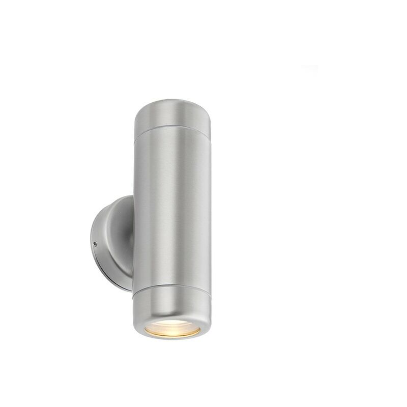 Saxby Lighting - Odyssey - Outdoor Wall Lamp IP65 7W Brushed Stainless Steel & Clear Glass 2 Light Dimmable IP65 - GU10