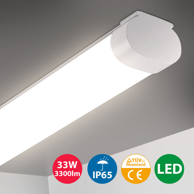 

Oeegoo Tubo LED 120CM, 33W Luz de techo de iluminación potente, IP65 a prueba de agua, 3300LM, tira de luz LED, lámpara de techo para taller, garaje,