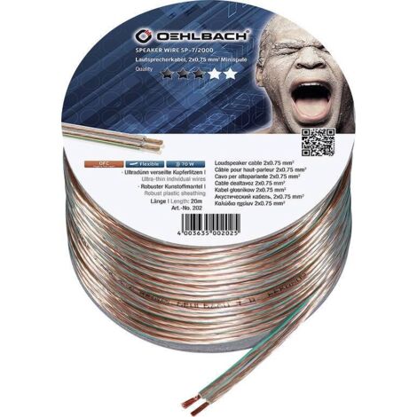Oehlbach 202 Câble haut-parleur 2 x 0.75 mm² transparent 20 m
