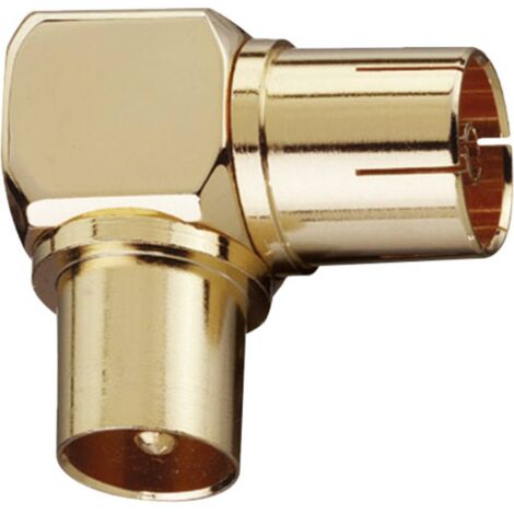 Oehlbach 4403 Adaptateur coudé coaxial doré Connexions: Fiche coaxiale IEC, Prise coaxiale IEC 2 pc(s)