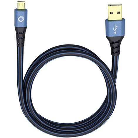 Oehlbach USB-Kabel  USB 2.0 USB-A Stecker, USB-Micro-B Stecker 0.50 m Blau vergoldete Steckkontakte
