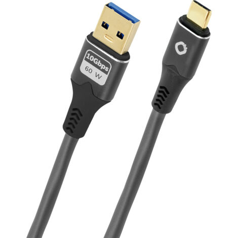 Oehlbach USB-Kabel  USB 3.2 Gen1 USB-C® Stecker, USB-A Stecker 3 m Anthrazit vergoldete Steckkontakt