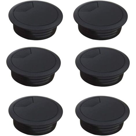 Œillets de bureau noirs pour câbles de 50 mm, passe-câbles en plastique pour ordinateur de bureau, organisateurs de câbles pour cache-câbles (lot de