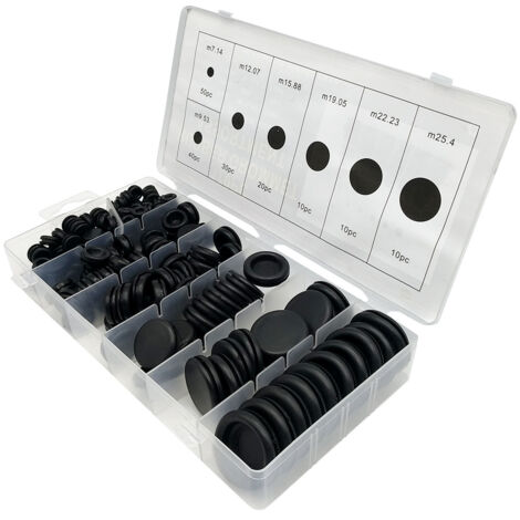 Œillets de protection en caoutchouc spiralé, noirs, 170 pièces, emballés, faible friction sur une face
