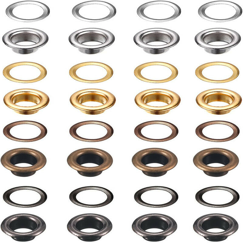 Oeillets Œillets Kit, 200 Ensembles Œillets 6mm Œillets, Kit de réparation de bâche, Avec 3pcs Grommet Outils à Oeillet Œillets Kit -