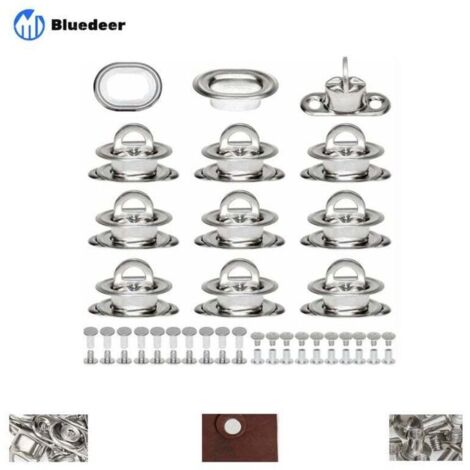 œIllets Ovales Twist Verrouiller en Laiton Nickelé Tourniquet Bache avec Contre-rivure et Rivet pour Accessoires DIY Craft à Main en Cuir Sac Matériel H100