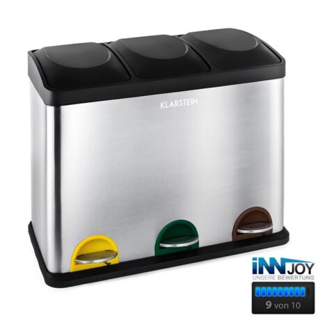 Ökosystem Poubelle à pédale Inox 45 L Recyclage - Argent - Argent