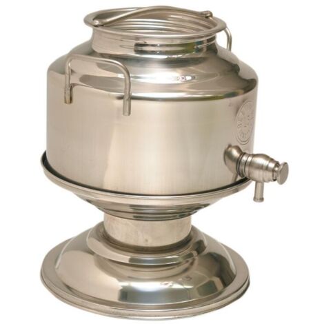BELVIVERE ÖLBEHÄLTER AUS EDELSTAHL, MIT BASIS UND BREITER ÖFFNUNG LT.5 MIT HAHN