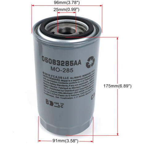 Ölfilter für Dodge 508 Motor 3285AA 6BT 5.9 (ein Filter pro Packung)