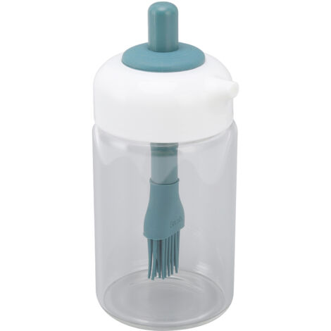 Ölflasche aus Glas mit Silikonpinsel, 230 ml – 2-in-1-Spender, dunkelgrün, für die Küche