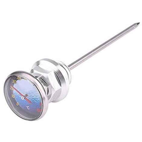 Ölmessstab für Motorräder, Ölstandsanzeiger mit Thermometer für 125-cm³-Motorräder aus Aluminiumlegierung (Silber)