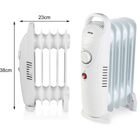 Ölradiator mit 5 Rippen & Thermostat - 500 Watt 38x23cm