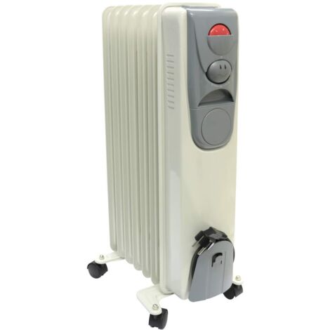 Ölradiator mobiler Heizkörper Ölheizung Heizgerät mit Rollen, Thermostat Überhitzungsschutz, weiß, 3 Stufen 600/900/1500 Watt, BxHxT 35x23x62 cm