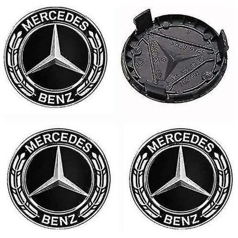 OEM 4-teiliges Set Radnabenkappen, kompatibel mit Mercedes-Benz 75-mm-Radnabenabdeckung, ABS-Autozubehör