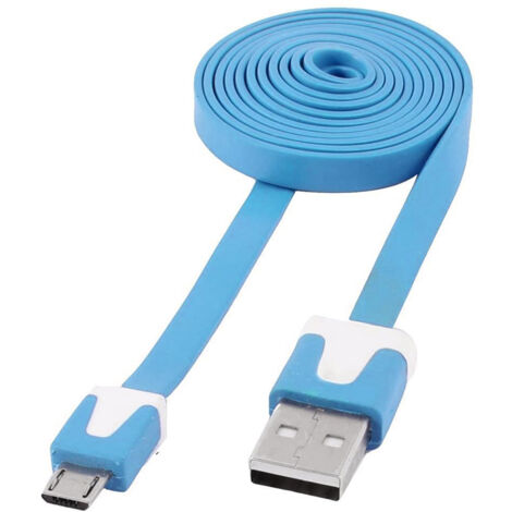 OEM Cavo piatto Flat USB 2.0 AM a Micro USB M azzurro 1 metro