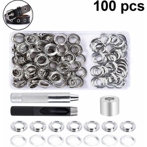 Ösen-Werkzeugsatz, Ösenzangen-Set, 12 mm Unterlegscheibenösen und 100 Lasso-Ösen, Ösen mit Aufbewahrungsbox für Lederplanenvorhänge, Poolabdeckungen