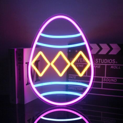 Œufs de Pâques lumineux néon, appliques murales LED œufs colorés, à intensité variable, chambre, bar de Noël, fête, alimentation USB