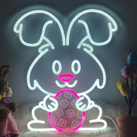 Œufs de Pâques lumineux néon, néons LED mignons pour Pâques, chambre, salon et éclairage de fête, néons œufs alimentés par USB
