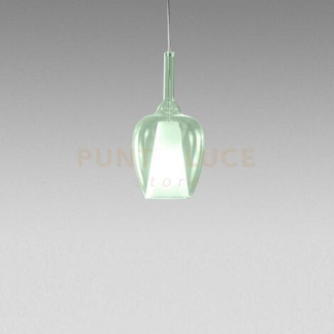 OFELIA S/10 MINI - VETRO VERDE-TRASPARENTE E PORTALAMPADA BIANCO ATTACCO G9 CAVO TRASPARENTE SENZA BASE DI ATTACCO D.14CM