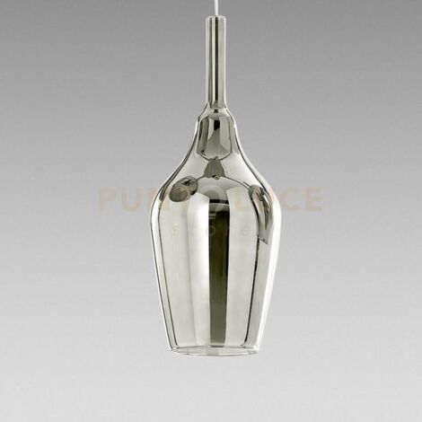 OFELIA S/12 - VETRO  CROMO SPECCHIATO E PORTALAMPADA BIANCO 1 LUCE ATTACCO G9 CAVO TRASPARENTE SENZA BASE DI ATTACCO D.18,5CM H.47,5M