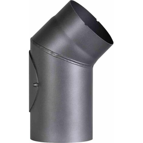 Ofenrohrbogen 45°,Ø 150 mm, grau fest mit Tür, Farbe: grau