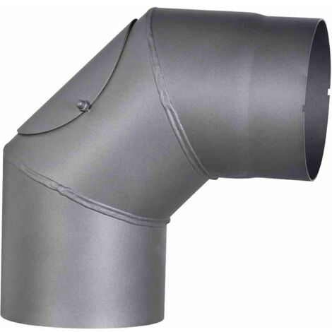 Ofenrohrbogen 90°, Ø 150 mm, grau fest mit Tür
