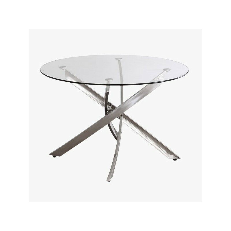 

OFERTA Mesa de comedor de cristal templado y patas cromadas