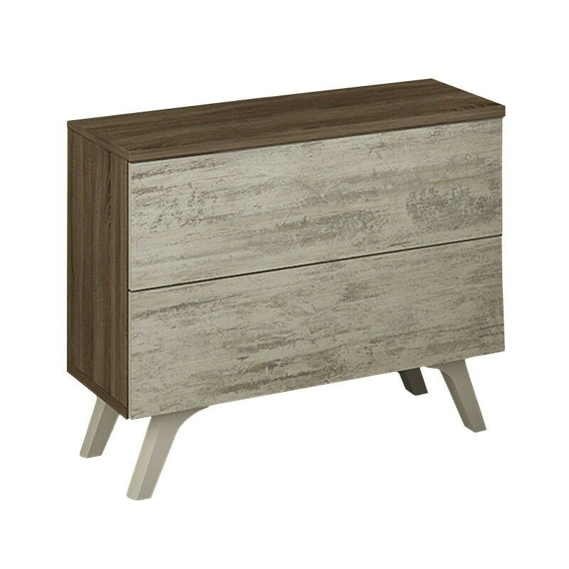 

La Cibertienda - OFERTA Mesita de noche Nordica 2 cajones, color trufa, Mesa auxiliar ref-07