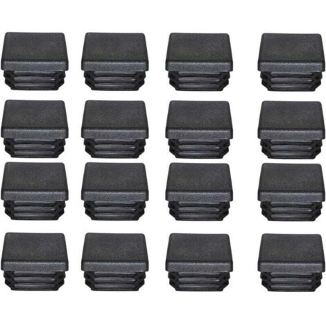 Oferta promocional: Tapones de plástico de 40 x 40 mm, tapones de tubo cuadrados negros, tapones de plástico para patas de trampolín (16 unidades), AAFGVC