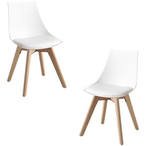 Pack 2 sillas madera blanca rústica moderna EIRA