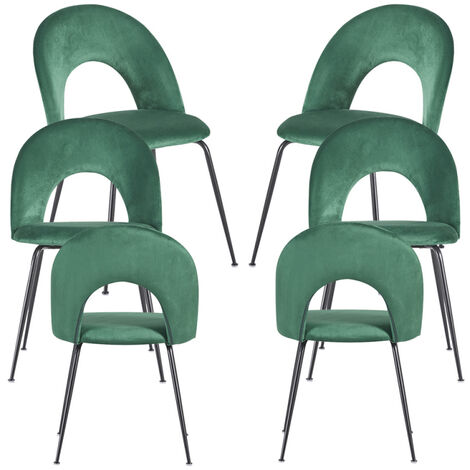 Pack 6 sillas color verde en terciopelo STOIK WOOD