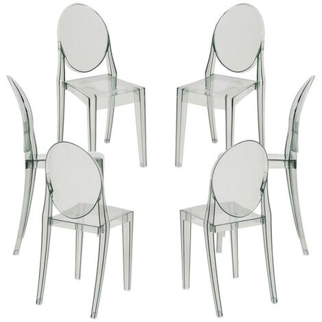 6 sillas Nina silla de comedor en polipropileno blanco Pack 6 sillas