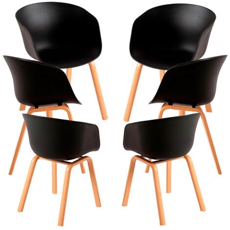 set 6 sillas nórdicas piel sintética negras año - Compra venta en  todocoleccion