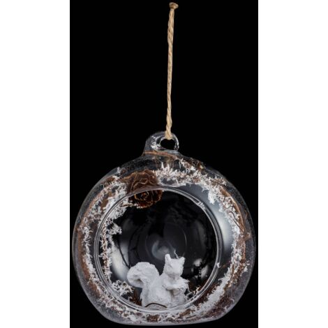 Offene Kugel mit Eichhörnchen 8cm Glas - Feeric lights & christmas