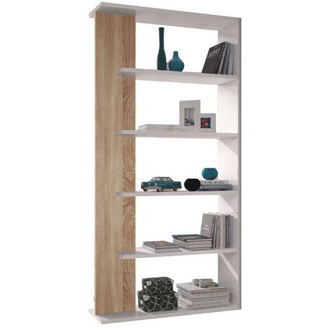 Offenes Bücherregal in Eiche weiß cm 90 x 25 x 180 h