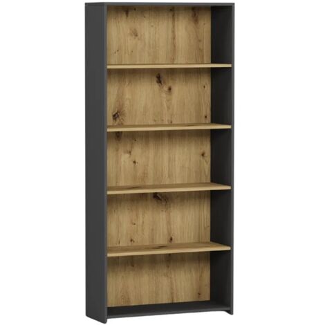 Offenes Regal mit Fächern, Anthrazit / Artisan - 180 x 80 x 30 cm - Modern B-80