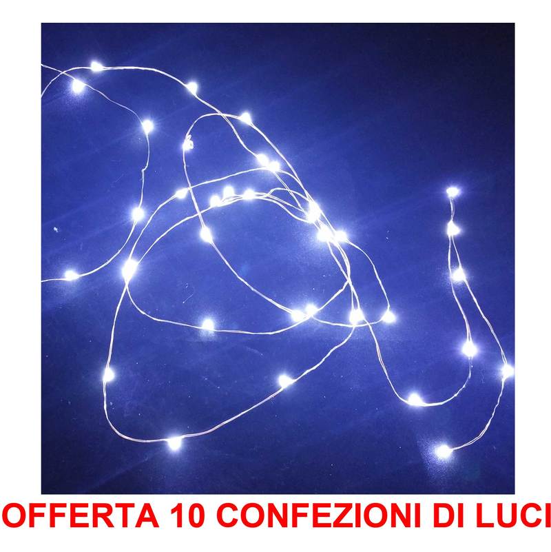 Image of Offerta 10 conf. 10 microled lineari luci bianco freddo batteria natale presepi