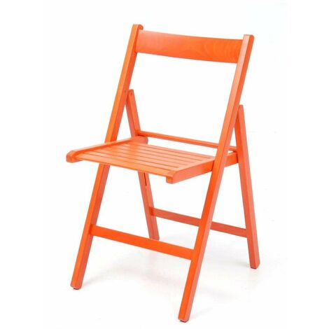 Offerta 4x sedia in legno di faggio pieghevole di colore arancio