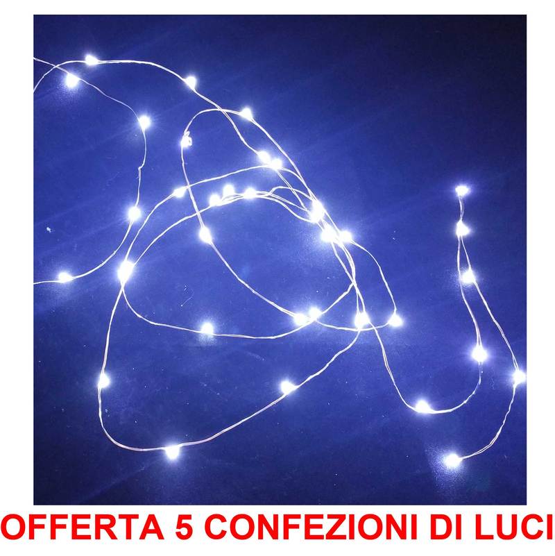 Image of Offerta 5 conf. da 20 microled lineari luci bianco freddo batteria luci natale