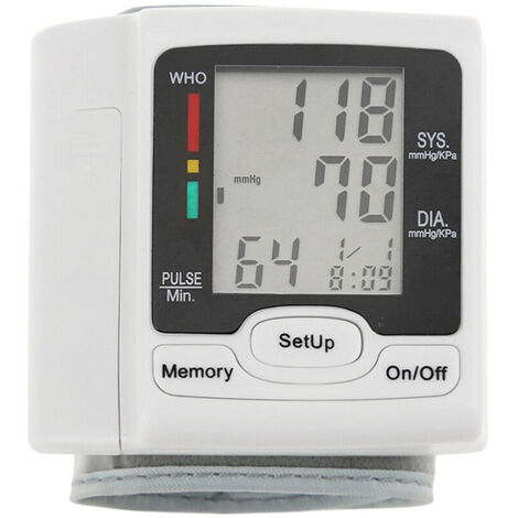 Offerta imperdibile - Misuratore automatico della pressione sanguigna da polso con sfigmomanometro, display digitale LCD, per uso domestico e medico, per la misurazione del polso,
